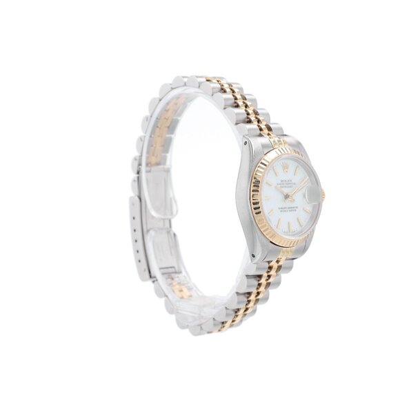 Rolex Ladies Datejust 26mm Two-Tone White Index Dial Fluted Jubilee Watch 69173 main image 8